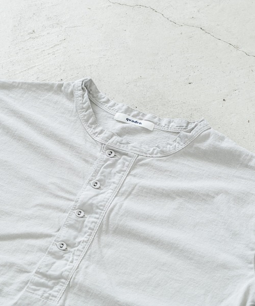 quadro（クオドロ）の「ドライ度詰天竺7分袖ヘンリーネックプルオーバー（Tシャツ/カットソー・レディース・オフホワイト/グレー/ダークネイビー・FREE）」の6枚目の写真
