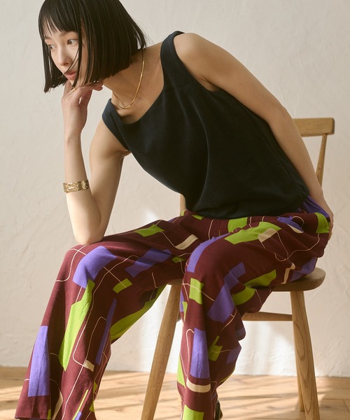 Noia(ノイア)の「スラブプリント イージーパンツ(その他パンツ・レディース・パープル系その他/ブラック系その他/ブラウン系その他・FREE)」の8枚目の写真