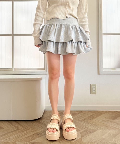 WEGO（ウィゴー）の「WEGO/ 厚底フリルギャザーサンダル（サンダル・レディース・ライトグレー/ブラック/オフホワイト/ライトピンク・MEDIUM/LARGE）」の9枚目の写真