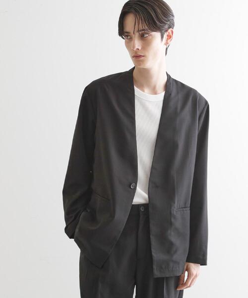 THE SHOP TK セットアップ Lサイズ ノーカラージャケット パンツ セットアップ可】働くノーラペルジャケット/手洗い可（ノー