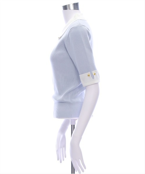 clear（クリア）の「配色襟五分袖ニットトップス[オフィスカジュアル 大人 フェミニン ニット]≪SS新作≫（ニット/セーター・レディース・オフホワイト/ブラック/グレー系その他・F）」の10枚目の写真