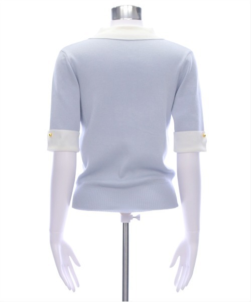 clear（クリア）の「配色襟五分袖ニットトップス[オフィスカジュアル 大人 フェミニン ニット]≪SS新作≫（ニット/セーター・レディース・オフホワイト/ブラック/グレー系その他・F）」の12枚目の写真