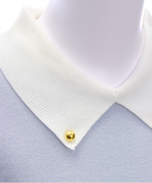 clear（クリア）の「配色襟五分袖ニットトップス[オフィスカジュアル 大人 フェミニン ニット]≪SS新作≫（ニット/セーター・レディース・オフホワイト/ブラック/グレー系その他・F）」の14枚目の写真