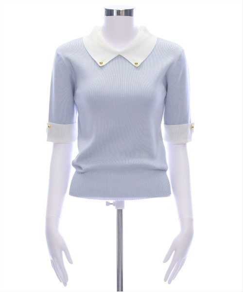 clear（クリア）の「配色襟五分袖ニットトップス[オフィスカジュアル 大人 フェミニン ニット]≪SS新作≫（ニット/セーター・レディース・オフホワイト/ブラック/グレー系その他・F）」の19枚目の写真