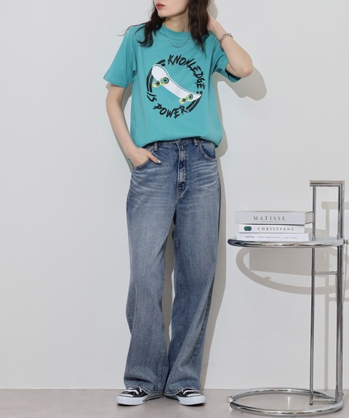 FUNALIVE(ファンアライブ)の「抗菌加工 ロゴプリントTシャツ(Tシャツ/カットソー・レディース・オフホワイト/ネイビー系/オリーブ/ブラック/ホワイト系/パープル/ブルー系/キナリ/ネイビー/ブラック系/ホワイト/ライトグリーン・M/L/LL/3L/S)」の16枚目の写真