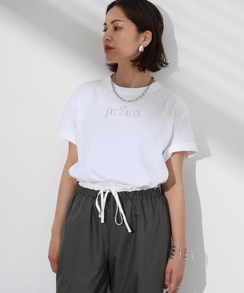 Floran(フローラン)の「Parfumロゴ半袖Tシャツ(Tシャツ/カットソー・レディース・ホワイト×シルバー/ブラック/ホワイト・MEDIUM)」の11枚目の写真