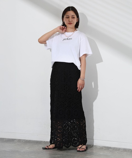 Floran(フローラン)の「Parfumロゴ半袖Tシャツ(Tシャツ/カットソー・レディース・ホワイト×シルバー/ブラック/ホワイト・MEDIUM)」の8枚目の写真