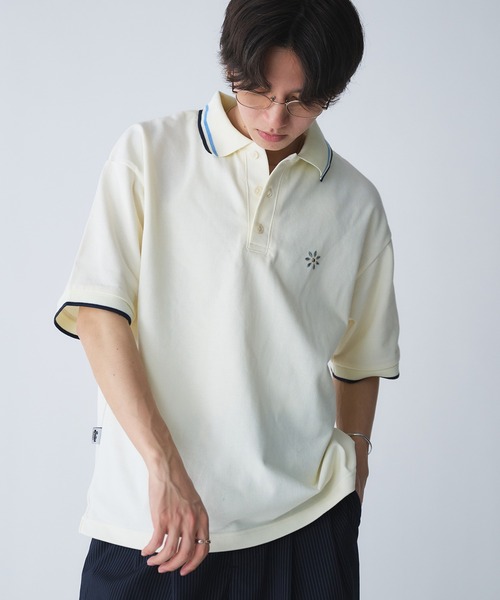 Adoon plain(アドーンプレーン)の「Moss Stitch Studs Polo Shirt / 鹿の子スタッズポロシャツ(Tシャツ/カットソー・メンズ・ブラック/ネイビー/アイボリー・MEDIUM/LARGE)」の20枚目の写真
