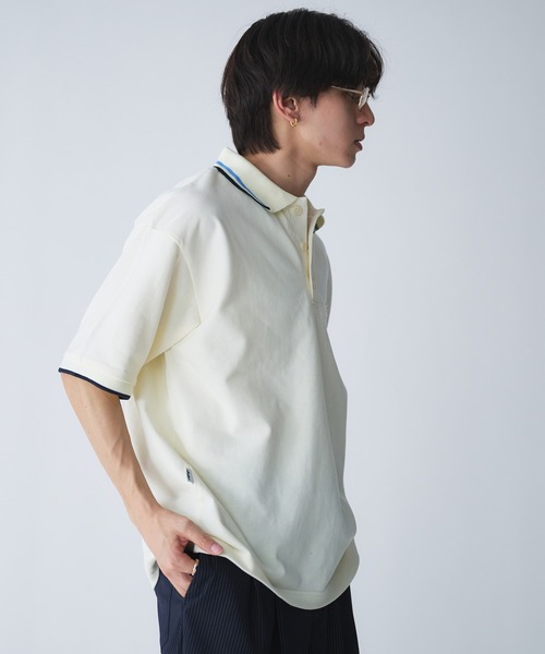Adoon plain(アドーンプレーン)の「Moss Stitch Studs Polo Shirt / 鹿の子スタッズポロシャツ(Tシャツ/カットソー・メンズ・ブラック/ネイビー/アイボリー・MEDIUM/LARGE)」の21枚目の写真