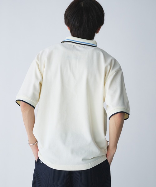 Adoon plain(アドーンプレーン)の「Moss Stitch Studs Polo Shirt / 鹿の子スタッズポロシャツ(Tシャツ/カットソー・メンズ・ブラック/ネイビー/アイボリー・MEDIUM/LARGE)」の22枚目の写真