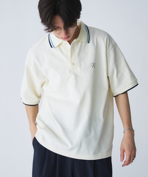 Adoon plain(アドーンプレーン)の「Moss Stitch Studs Polo Shirt / 鹿の子スタッズポロシャツ(Tシャツ/カットソー・メンズ・ブラック/ネイビー/アイボリー・MEDIUM/LARGE)」の13枚目の写真