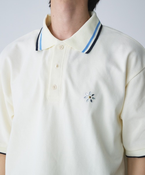 Adoon plain(アドーンプレーン)の「Moss Stitch Studs Polo Shirt / 鹿の子スタッズポロシャツ(Tシャツ/カットソー・メンズ・ブラック/ネイビー/アイボリー・MEDIUM/LARGE)」の15枚目の写真