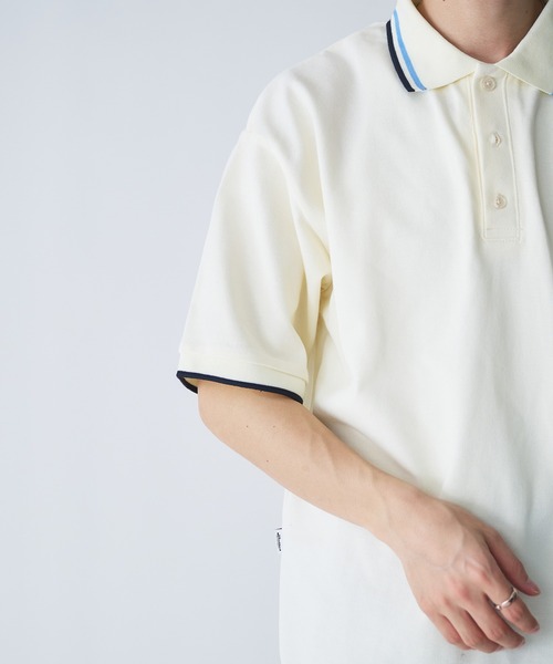 Adoon plain(アドーンプレーン)の「Moss Stitch Studs Polo Shirt / 鹿の子スタッズポロシャツ(Tシャツ/カットソー・メンズ・ブラック/ネイビー/アイボリー・MEDIUM/LARGE)」の17枚目の写真