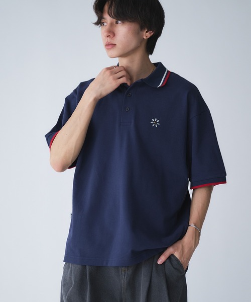 Adoon plain(アドーンプレーン)の「Moss Stitch Studs Polo Shirt / 鹿の子スタッズポロシャツ(Tシャツ/カットソー・メンズ・ブラック/ネイビー/アイボリー・MEDIUM/LARGE)」の12枚目の写真