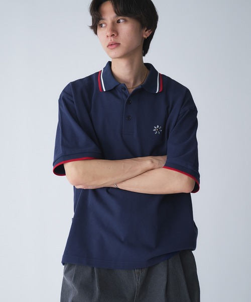 Adoon plain(アドーンプレーン)の「Moss Stitch Studs Polo Shirt / 鹿の子スタッズポロシャツ(Tシャツ/カットソー・メンズ・ブラック/ネイビー/アイボリー・MEDIUM/LARGE)」の6枚目の写真