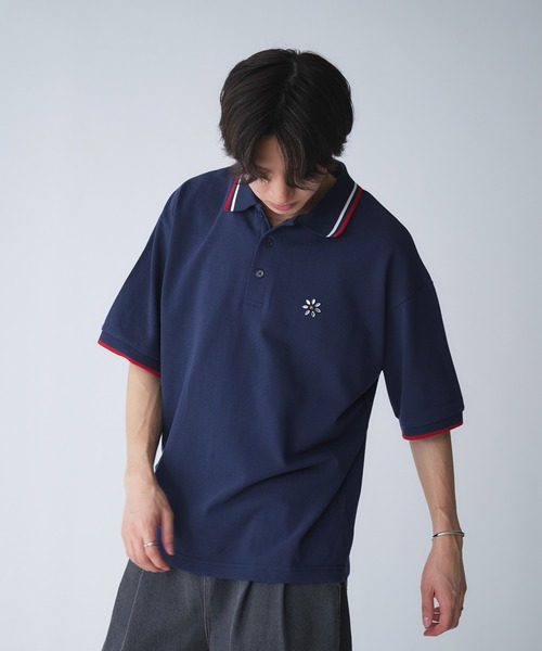 Adoon plain(アドーンプレーン)の「Moss Stitch Studs Polo Shirt / 鹿の子スタッズポロシャツ(Tシャツ/カットソー・メンズ・ブラック/ネイビー/アイボリー・MEDIUM/LARGE)」の9枚目の写真