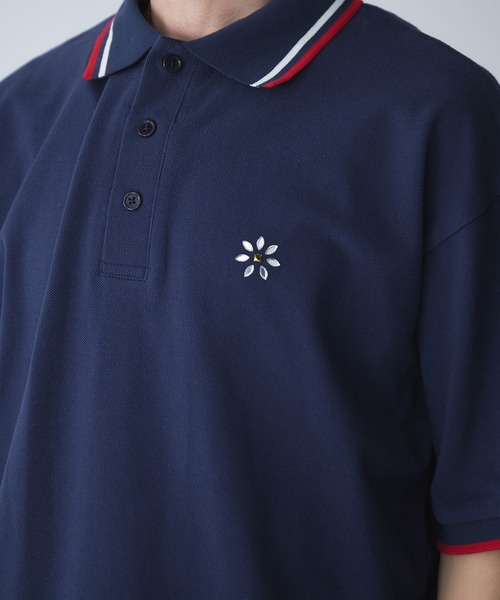 Adoon plain(アドーンプレーン)の「Moss Stitch Studs Polo Shirt / 鹿の子スタッズポロシャツ(Tシャツ/カットソー・メンズ・ブラック/ネイビー/アイボリー・MEDIUM/LARGE)」の10枚目の写真