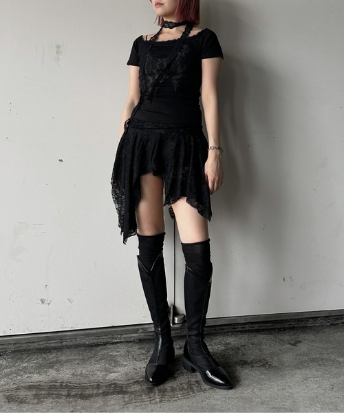 【関税込み】Carven ブラック レイヤード ミディアムスカート セール】レイヤード3wayスカート（スカート）｜MURUA（ムルーア