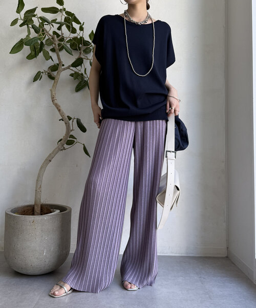 DouDou(ドゥドゥ)の「【WEB限定】ラメプリーツパンツ(その他パンツ・レディース・チャコールグレー/パープル/ネイビー・FREE)」の15枚目の写真