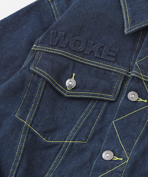 WOKE EDGE（ウォークエッジ）の「WOKE EDGE / ウォークエッジ CANDY WEAVE DENIM JACKET（デニムジャケット・メンズ・ネイビー・MEDIUM）」の3枚目の写真