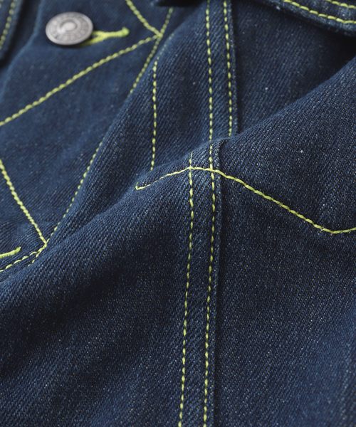 WOKE EDGE（ウォークエッジ）の「WOKE EDGE / ウォークエッジ CANDY WEAVE DENIM JACKET（デニムジャケット・メンズ・ネイビー・MEDIUM）」の2枚目の写真