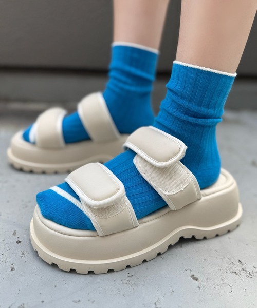 Sugar Sugar（シュガーシュガー）の「厚底スポーツサンダル 【SUGARSUGAR シュガーシュガー】（サンダル・レディース・アイボリー/ブラック・LL/S/M/L）」の2枚目の写真