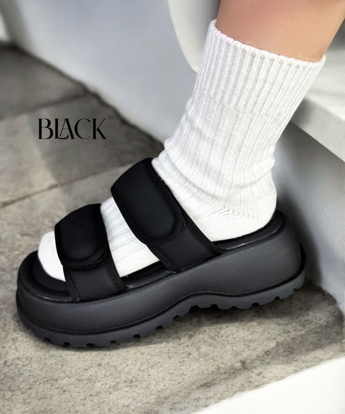 Sugar Sugar（シュガーシュガー）の「厚底スポーツサンダル 【SUGARSUGAR シュガーシュガー】（サンダル・レディース・アイボリー/ブラック・LL/S/M/L）」の10枚目の写真