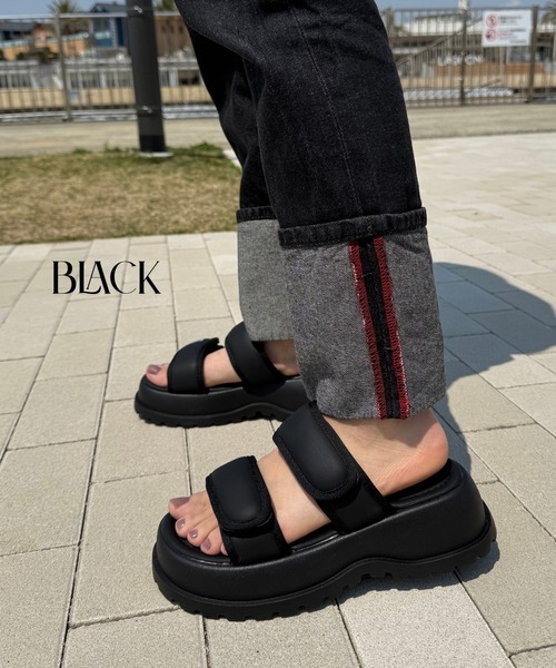 Sugar Sugar（シュガーシュガー）の「厚底スポーツサンダル 【SUGARSUGAR シュガーシュガー】（サンダル・レディース・アイボリー/ブラック・LL/S/M/L）」の11枚目の写真