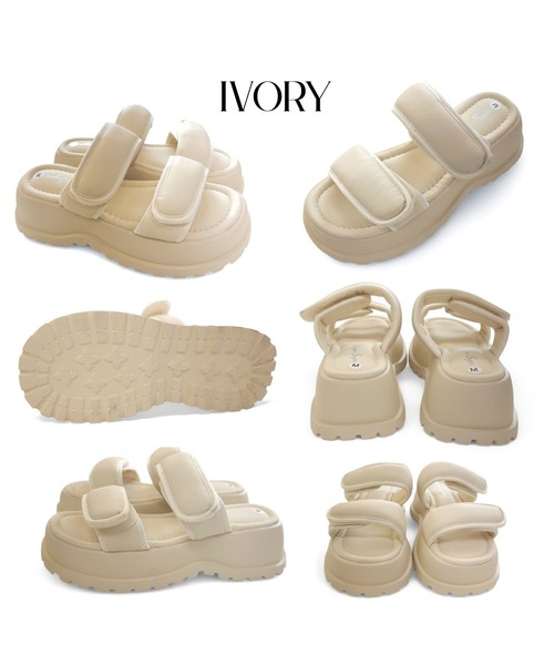 Sugar Sugar（シュガーシュガー）の「厚底スポーツサンダル 【SUGARSUGAR シュガーシュガー】（サンダル・レディース・アイボリー/ブラック・LL/S/M/L）」の12枚目の写真