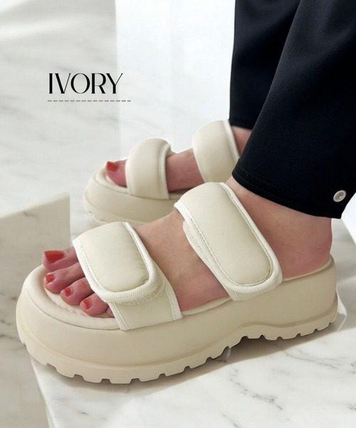 Sugar Sugar（シュガーシュガー）の「厚底スポーツサンダル 【SUGARSUGAR シュガーシュガー】（サンダル・レディース・アイボリー/ブラック・LL/S/M/L）」の14枚目の写真