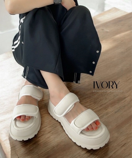 Sugar Sugar（シュガーシュガー）の「厚底スポーツサンダル 【SUGARSUGAR シュガーシュガー】（サンダル・レディース・アイボリー/ブラック・LL/S/M/L）」の15枚目の写真