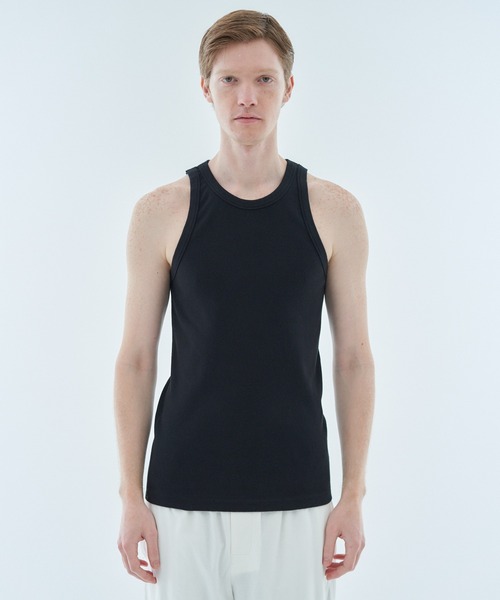 ESTNATION(エストネーション)の「ESTNATION / リブタンクトップ(タンクトップ・メンズ・ブラック/ホワイト・MEDIUM/LARGE)」の1枚目の写真