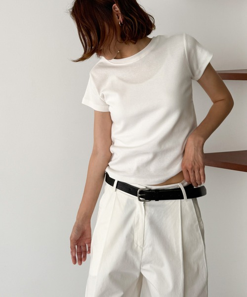 CANAL JEAN（キャナルジーン）の「HARING　コンパクトTシャツ（Tシャツ/カットソー・レディース・ネイビー/ホワイト/レッド/ブルーグレー・ONE SIZE）」の2枚目の写真