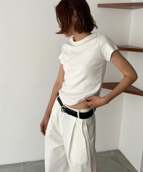 CANAL JEAN（キャナルジーン）の「HARING　コンパクトTシャツ（Tシャツ/カットソー・レディース・ネイビー/ホワイト/レッド/ブルーグレー・ONE SIZE）」の5枚目の写真