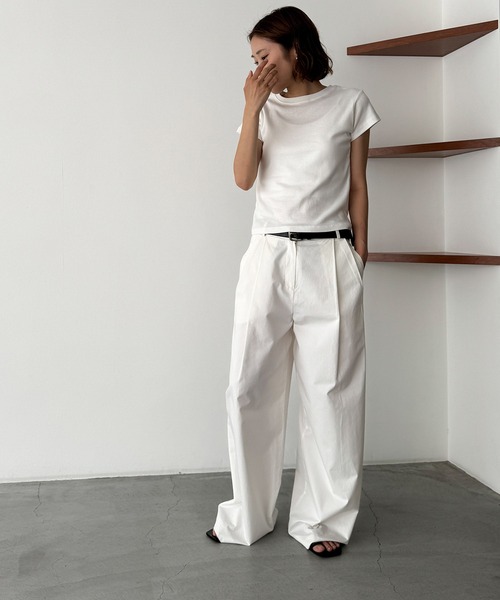 CANAL JEAN（キャナルジーン）の「HARING　コンパクトTシャツ（Tシャツ/カットソー・レディース・ネイビー/ホワイト/レッド/ブルーグレー・ONE SIZE）」の7枚目の写真