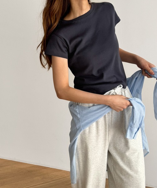 CANAL JEAN（キャナルジーン）の「HARING　コンパクトTシャツ（Tシャツ/カットソー・レディース・ネイビー/ホワイト/レッド/ブルーグレー・ONE SIZE）」の10枚目の写真