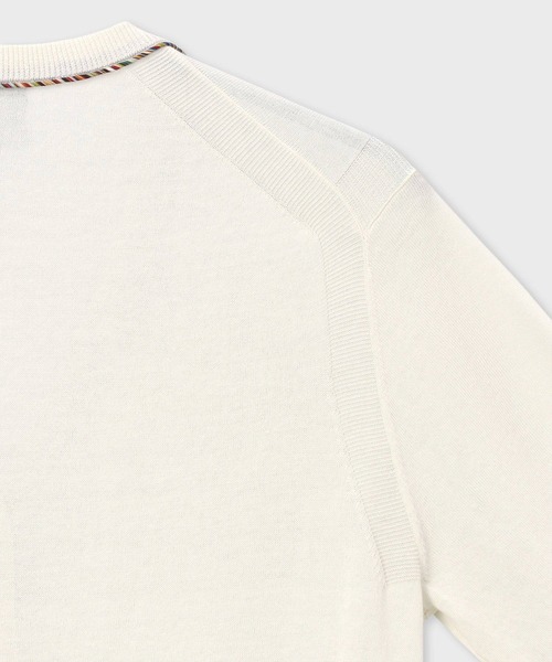 Paul Smith（ポールスミス）の「ウィメンズ パイピングストライプ カーディガン / 255200 KN168（カーディガン/ボレロ・レディース・オフホワイト/ブラック/グリーン・MEDIUM）」の6枚目の写真