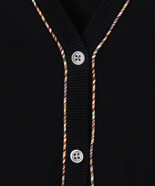 Paul Smith（ポールスミス）の「ウィメンズ パイピングストライプ カーディガン / 255200 KN168（カーディガン/ボレロ・レディース・オフホワイト/ブラック/グリーン・MEDIUM）」の7枚目の写真