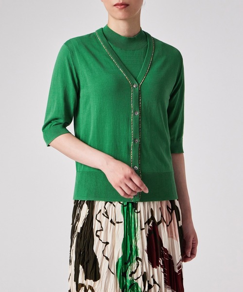 Paul Smith（ポールスミス）の「ウィメンズ パイピングストライプ カーディガン / 255200 KN168（カーディガン/ボレロ・レディース・オフホワイト/ブラック/グリーン・MEDIUM）」の20枚目の写真