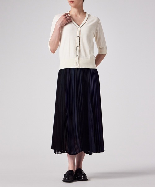 Paul Smith（ポールスミス）の「ウィメンズ パイピングストライプ カーディガン / 255200 KN168（カーディガン/ボレロ・レディース・オフホワイト/ブラック/グリーン・MEDIUM）」の13枚目の写真