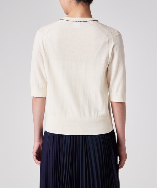 Paul Smith（ポールスミス）の「ウィメンズ パイピングストライプ カーディガン / 255200 KN168（カーディガン/ボレロ・レディース・オフホワイト/ブラック/グリーン・MEDIUM）」の15枚目の写真