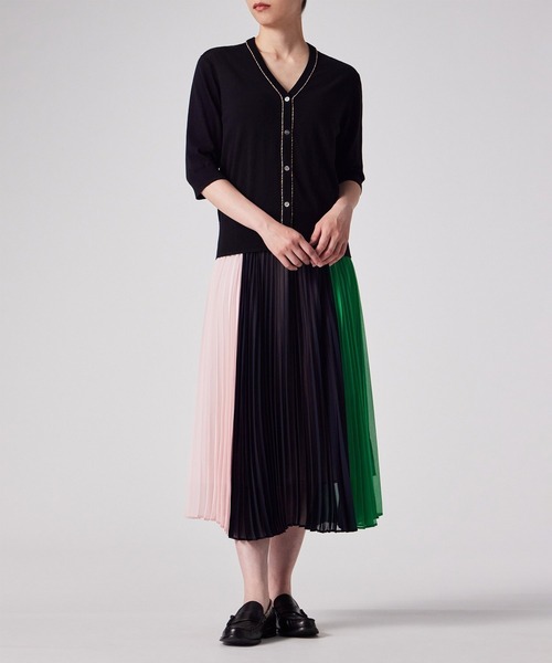 Paul Smith（ポールスミス）の「ウィメンズ パイピングストライプ カーディガン / 255200 KN168（カーディガン/ボレロ・レディース・オフホワイト/ブラック/グリーン・MEDIUM）」の16枚目の写真