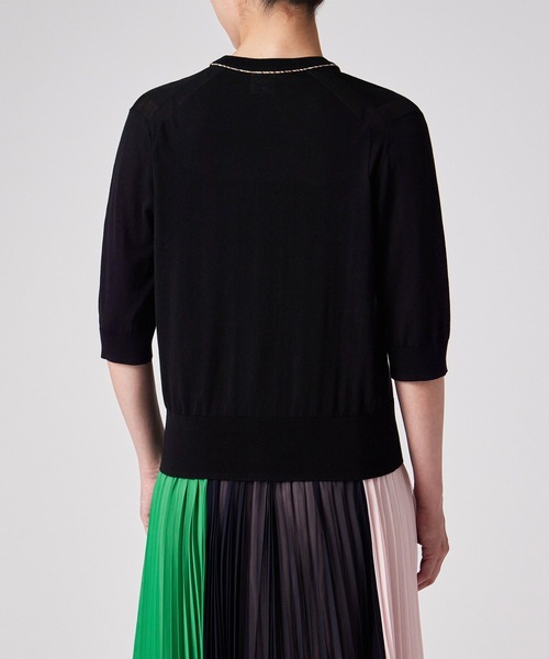 Paul Smith（ポールスミス）の「ウィメンズ パイピングストライプ カーディガン / 255200 KN168（カーディガン/ボレロ・レディース・オフホワイト/ブラック/グリーン・MEDIUM）」の18枚目の写真