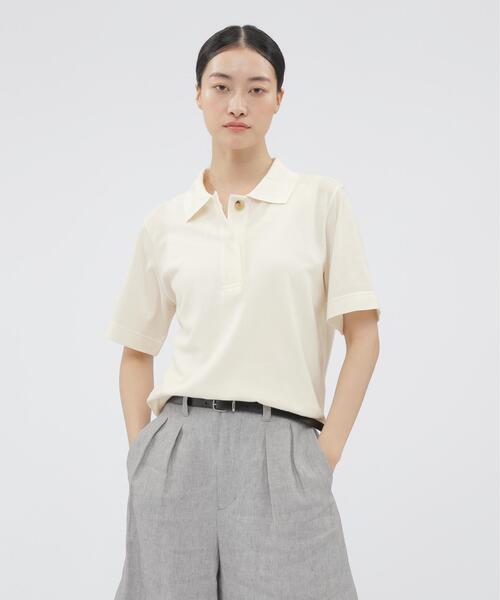 MARGARET HOWELL(マーガレットハウエル)の「SOFT COTTON PIQUE TOP(Tシャツ/カットソー・レディース・ブラック/ホワイト系その他2・2)」の2枚目の写真