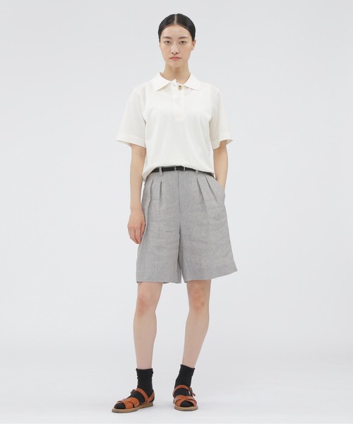 MARGARET HOWELL(マーガレットハウエル)の「SOFT COTTON PIQUE TOP(Tシャツ/カットソー・レディース・ブラック/ホワイト系その他2・2)」の4枚目の写真