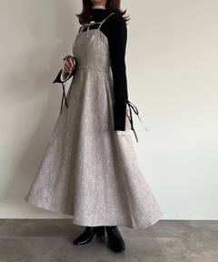 ワンピース emboss pattern deep tuck side gather OP セール】emboss pattern deep tuck side gather OP（ワンピース