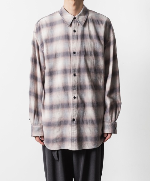 VEIN （ヴェイン）の「オーガニックコットン オンブレチェック L/S SHIRT / ORGANIC COTTON OMBRE CHECK L/S SHIRT（シャツ/ブラウス・メンズ・グレー・3/2/1）」の2枚目の写真