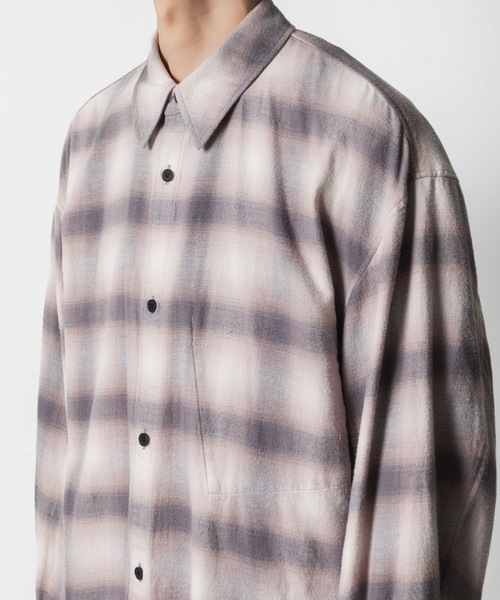 VEIN （ヴェイン）の「オーガニックコットン オンブレチェック L/S SHIRT / ORGANIC COTTON OMBRE CHECK L/S SHIRT（シャツ/ブラウス・メンズ・グレー・3/2/1）」の6枚目の写真