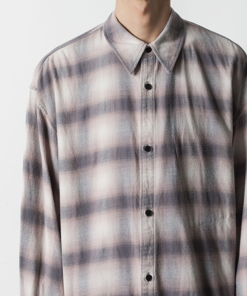 VEIN （ヴェイン）の「オーガニックコットン オンブレチェック L/S SHIRT / ORGANIC COTTON OMBRE CHECK L/S SHIRT（シャツ/ブラウス・メンズ・グレー・3/2/1）」の7枚目の写真