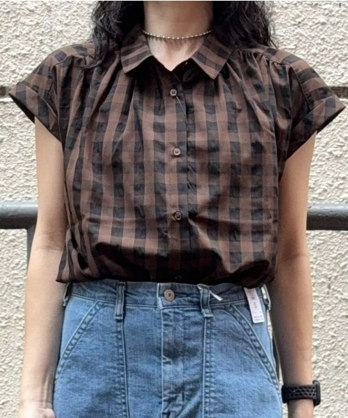 ブラウス シャツ シアーチェックブラウス レディース URBAN RESEARCH DOORS シャツ ブラウス シアーチェックシャツ